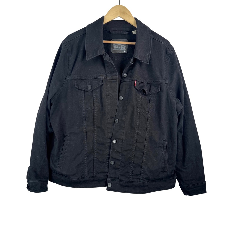 Levi's Denim Jacket 2X Black Trucker Stretch Cotton Edgy grunge classic